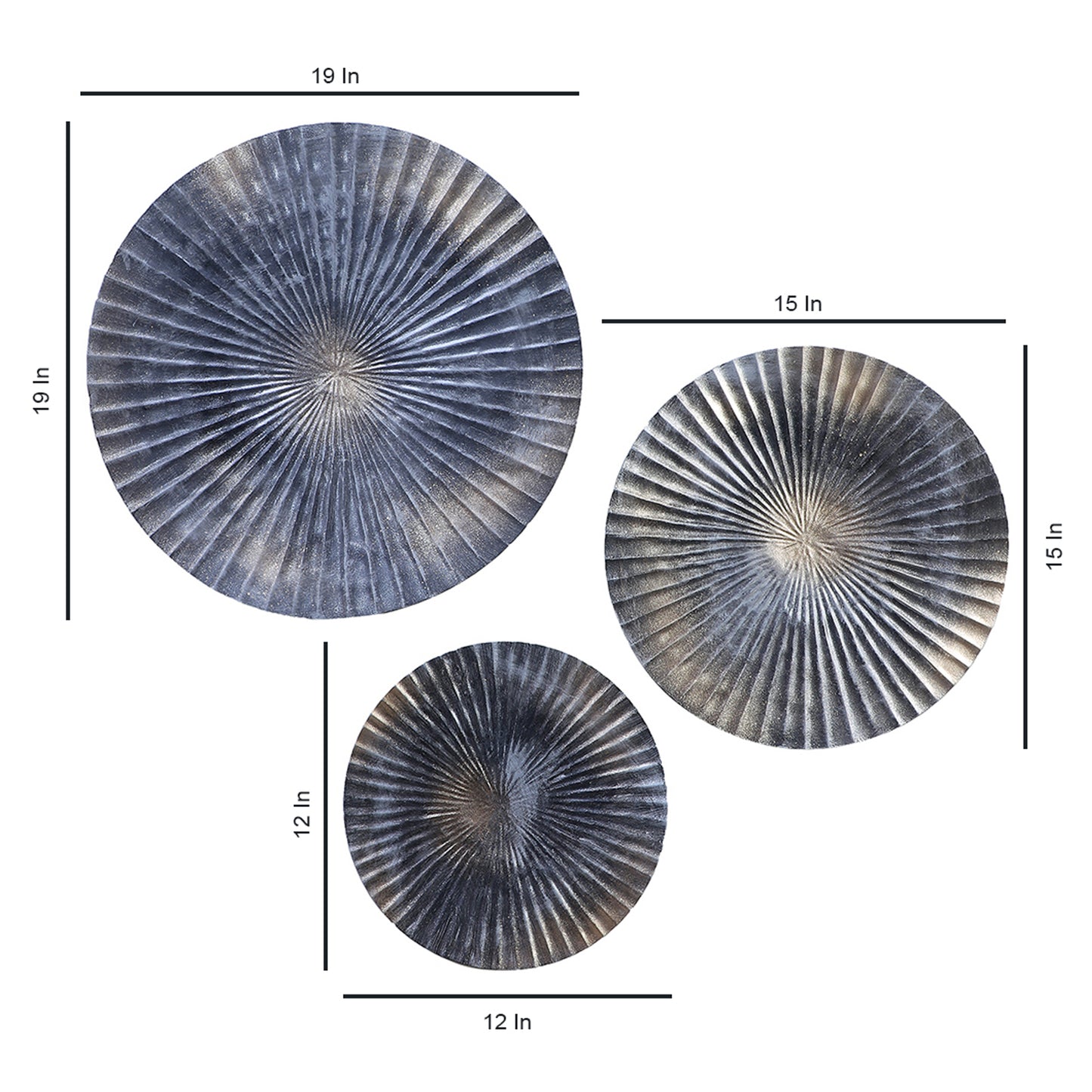 Grey & Gold Hammered Wall Décor Set of 3