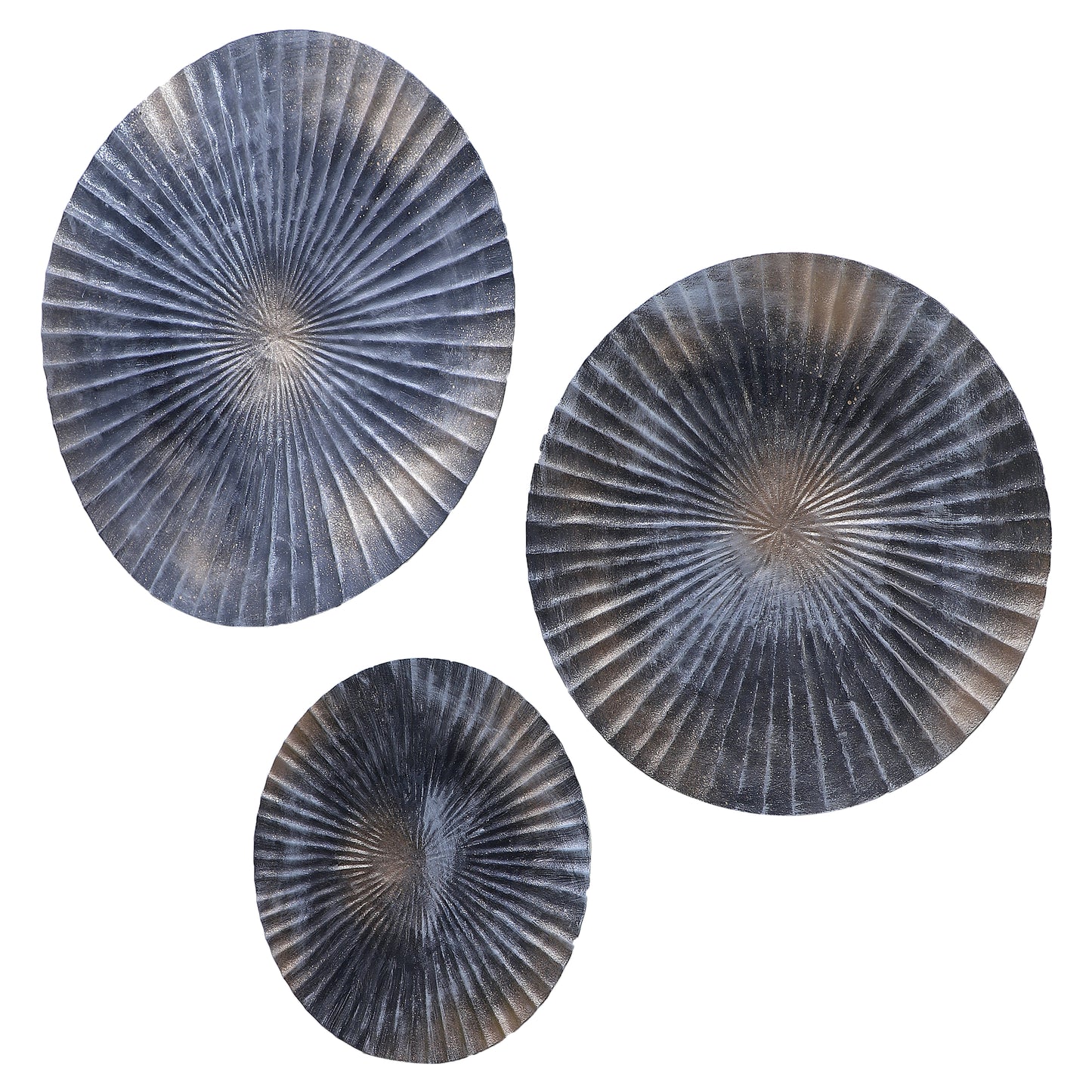 Grey & Gold Hammered Wall Décor Set of 3