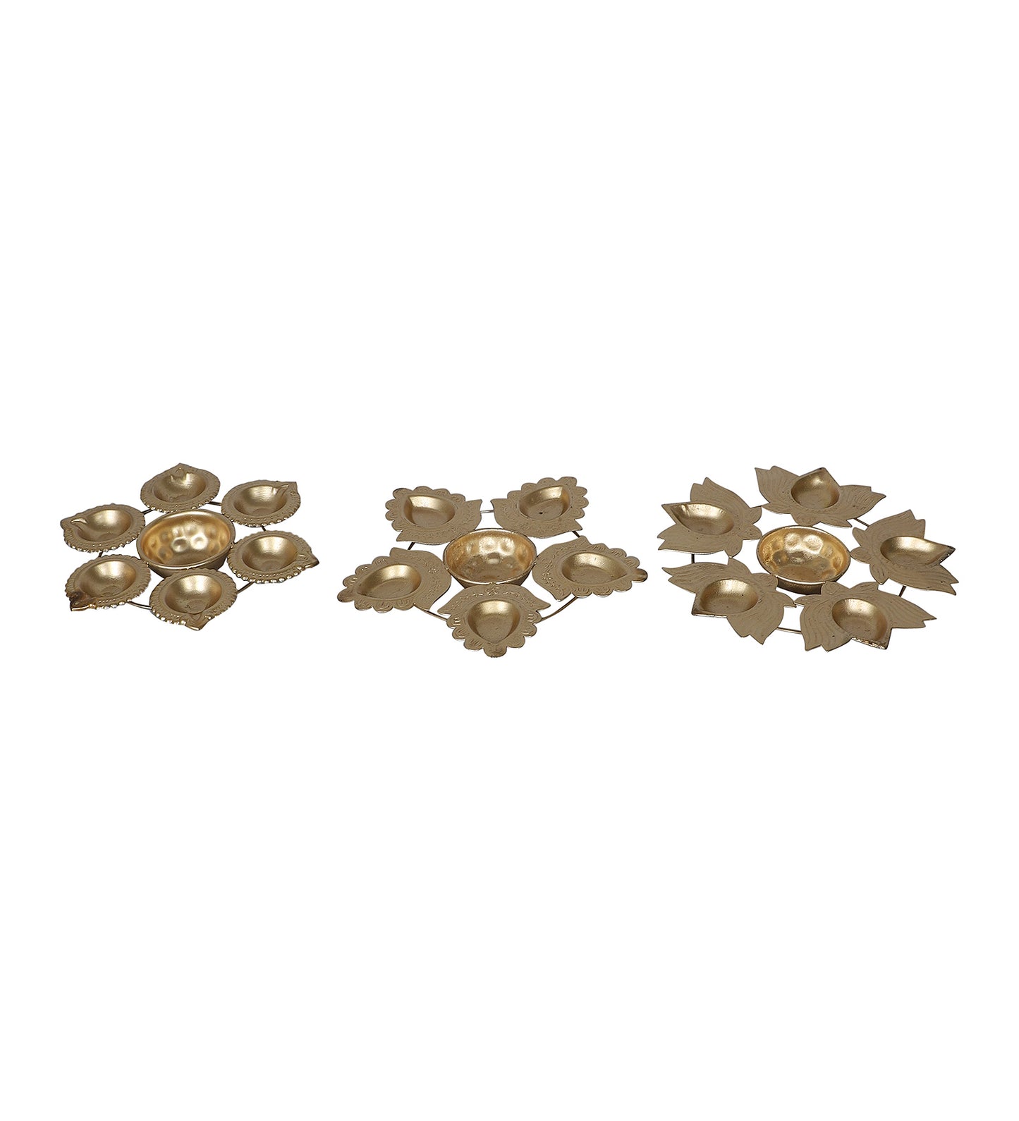 Metal Lotus & Flower Dia Urli Set of 3