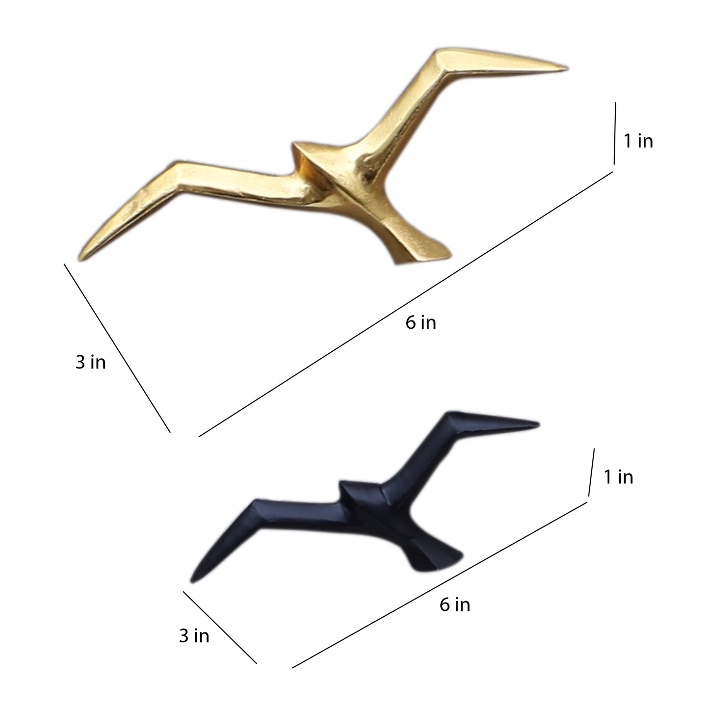 Flying Black & Gold Aluminium Bird Set of 8
