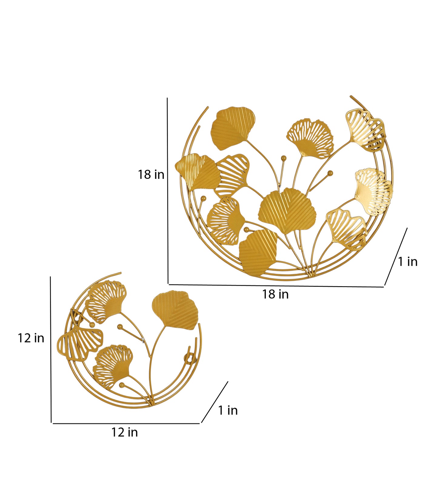 Gold half Leaves Wall Decor Set of 2