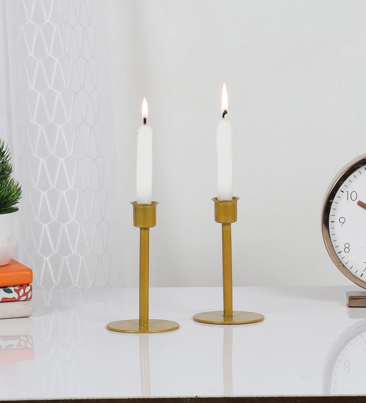 Metal Round Base Candle Stand Set of 2