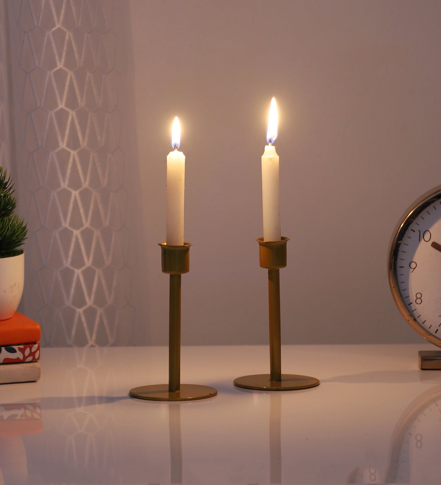 Metal Round Base Candle Stand Set of 2