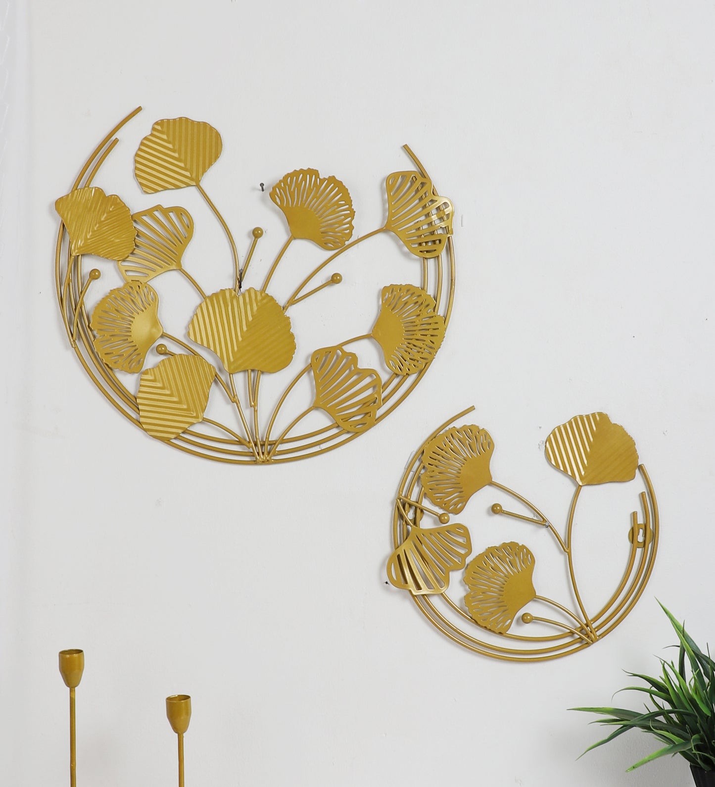 Gold half Leaves Wall Decor Set of 2