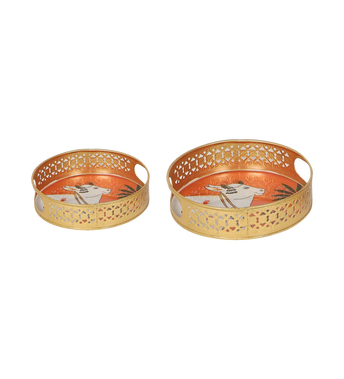 Orange Cow Tray Set of 2