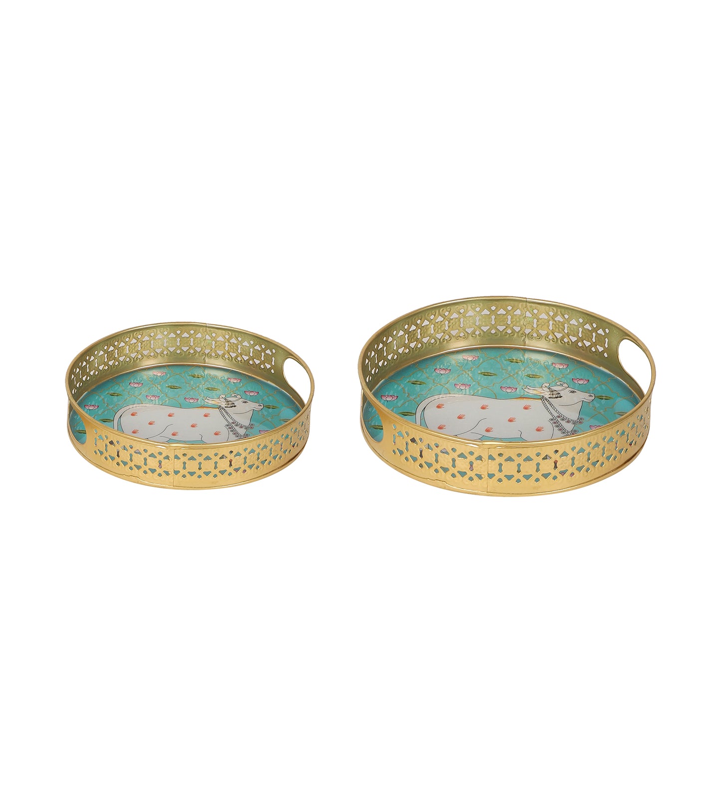Green Cow Tray Set of 2