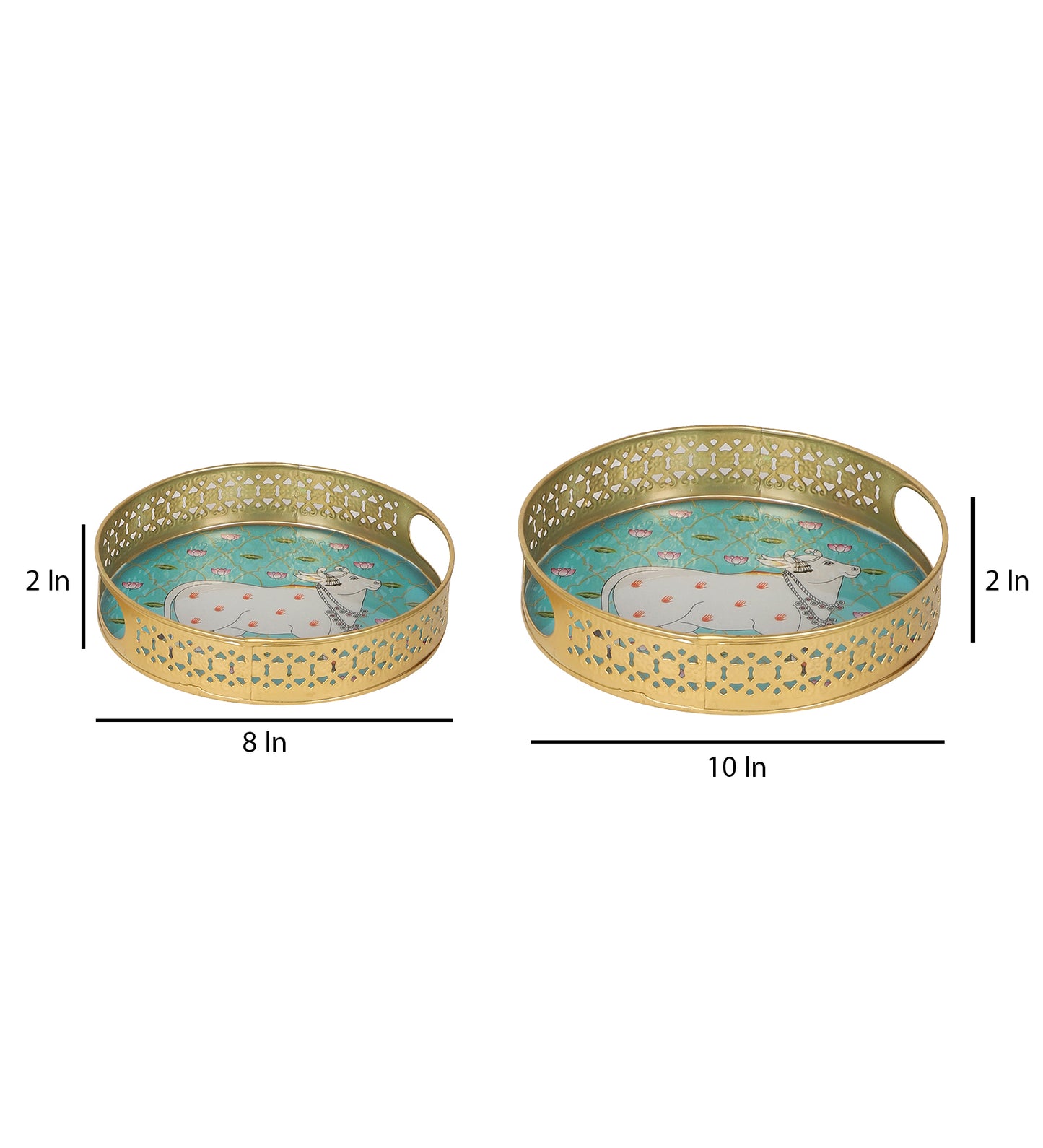 Green Cow Tray Set of 2