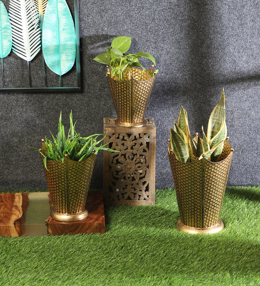 Black Glossy Table Top Planter Set of 2
