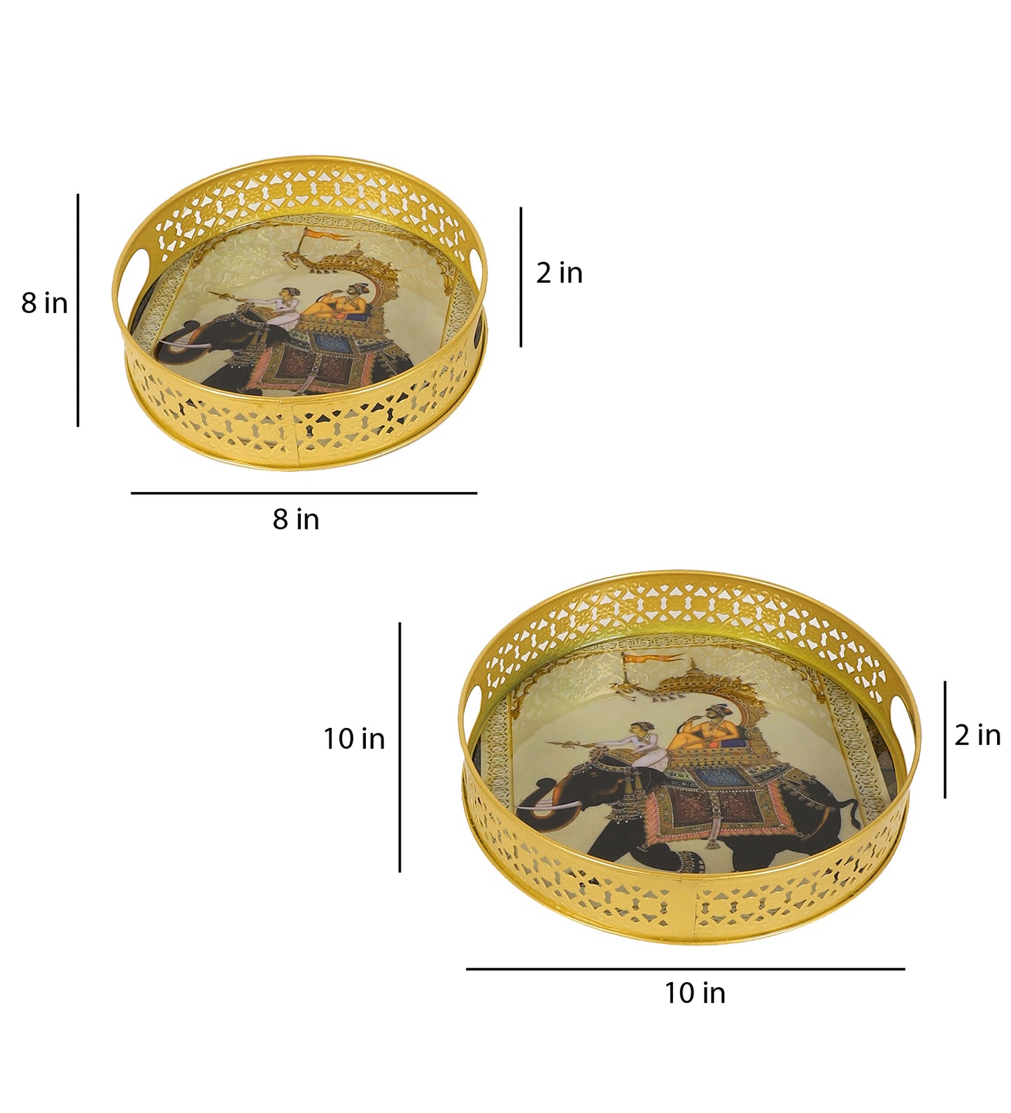 Elephant Black Tray Set of 2