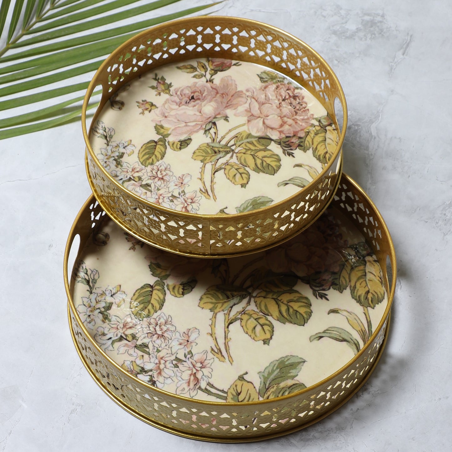 Green & Pink Tray Set of 2