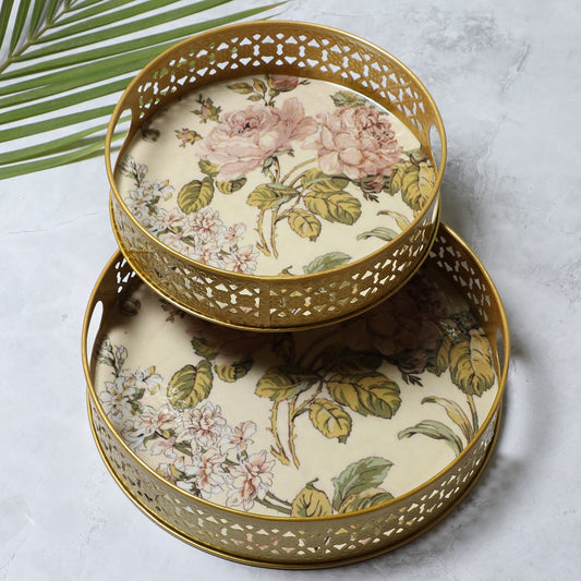 Green & Pink Tray Set of 2