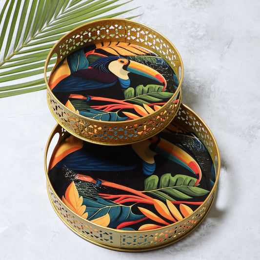 Blue Bird Tray Set of 2
