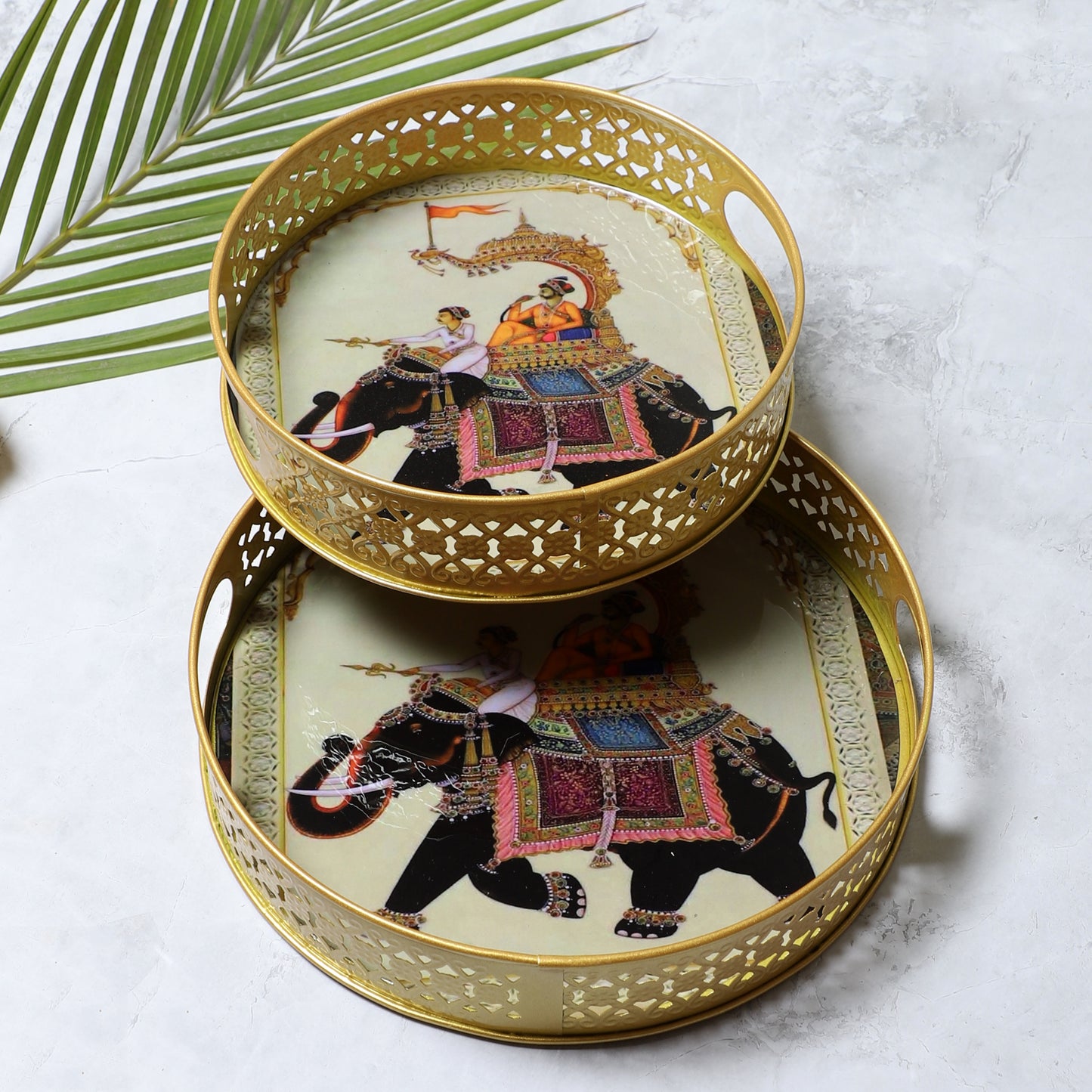Elephant Black Tray Set of 2