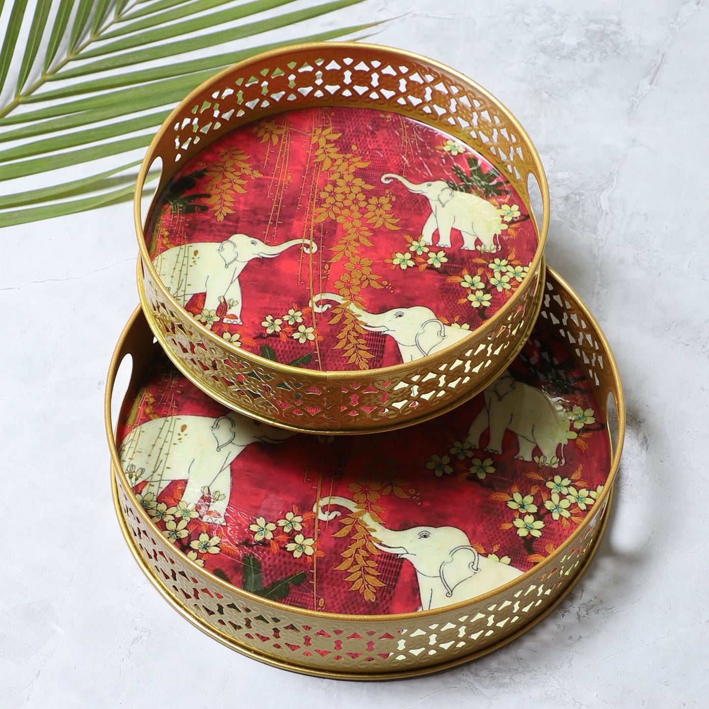 White Elephant Single Tray Set of 2