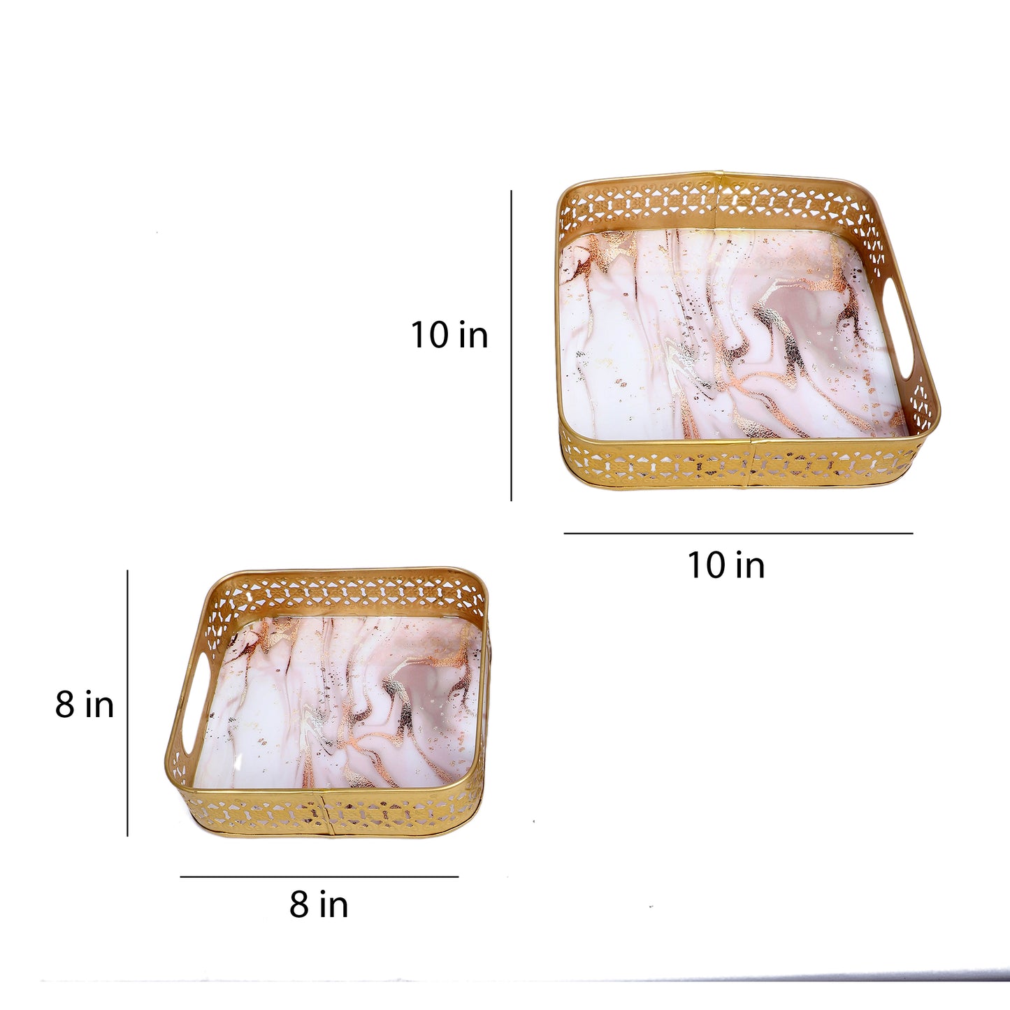 PInk & Gold Wavy Design Tray Set of 2