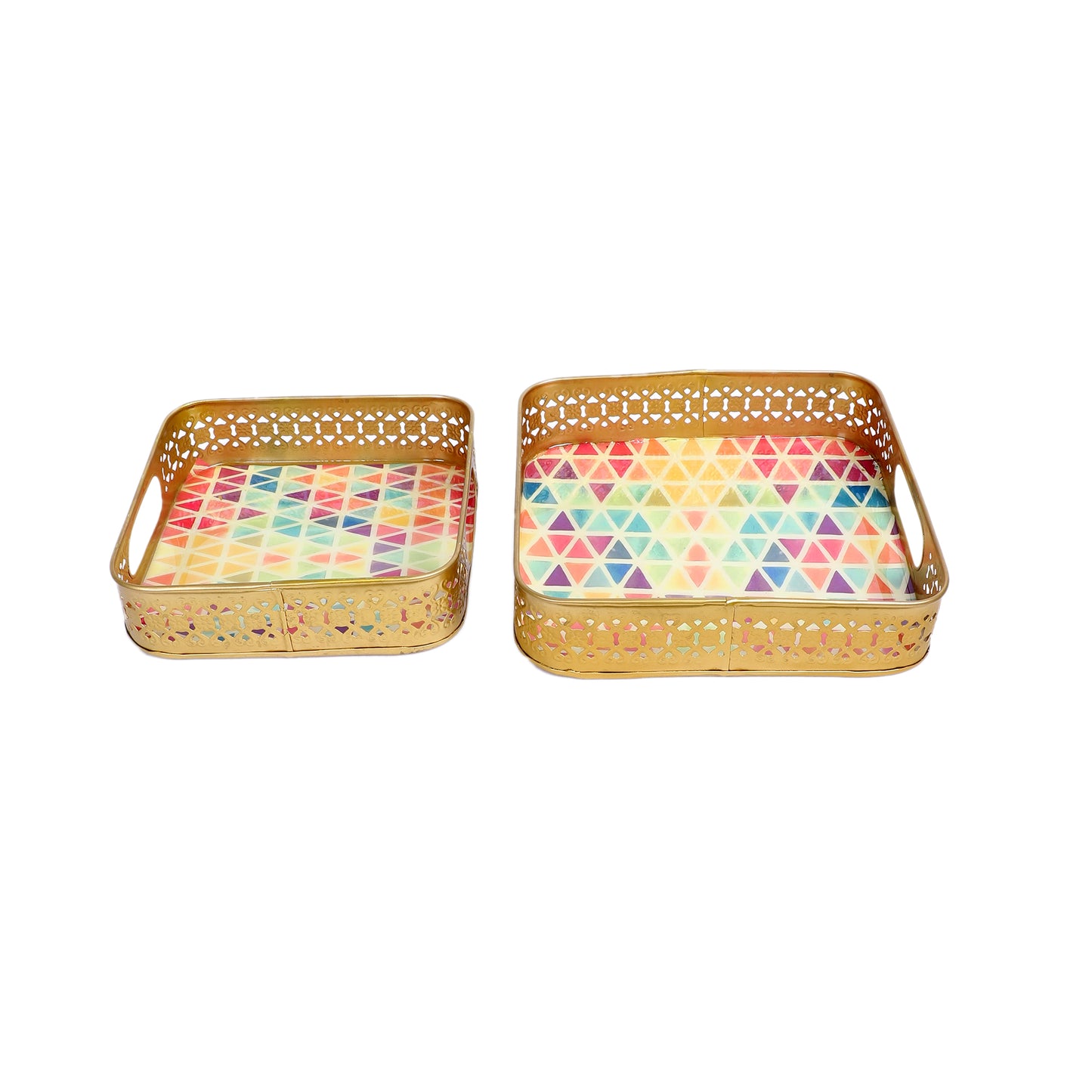 Multicolor Triangle Tray Set of 2