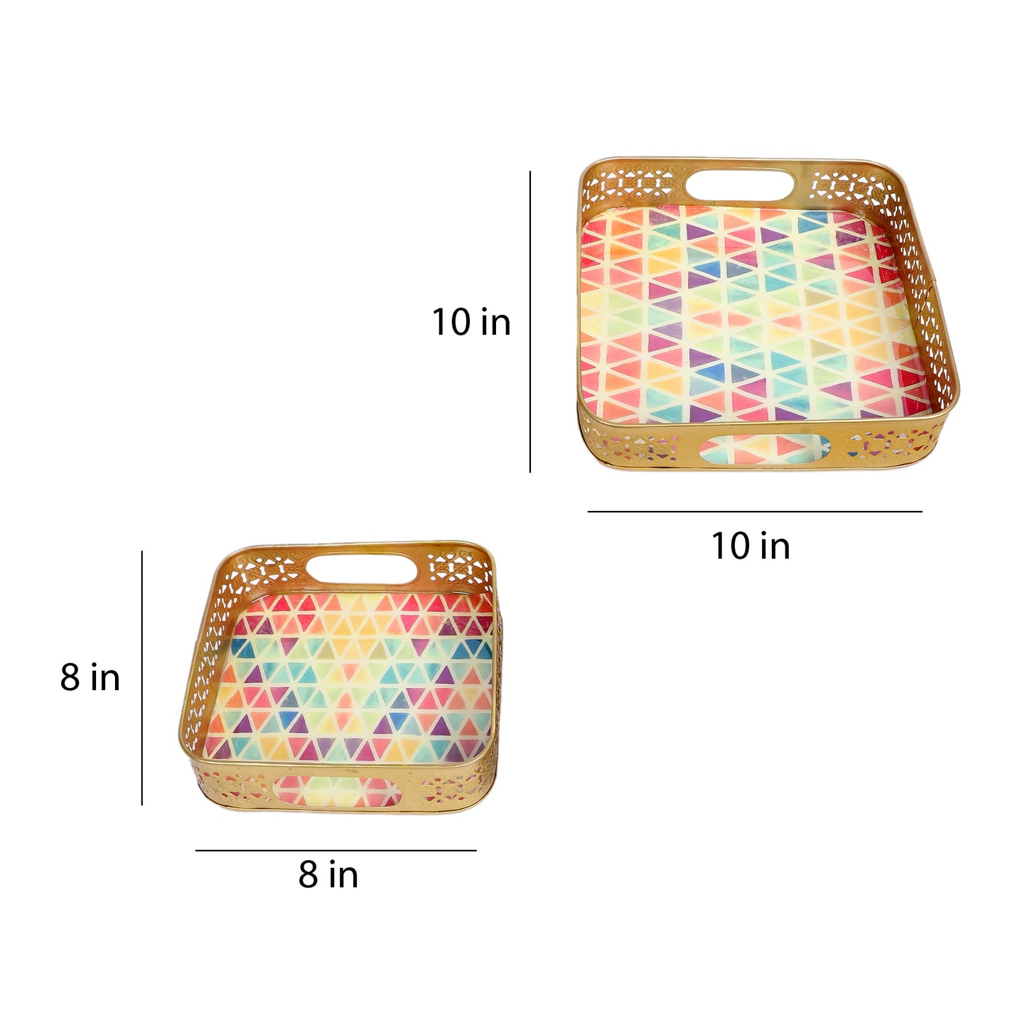 Multicolor Triangle Tray Set of 2