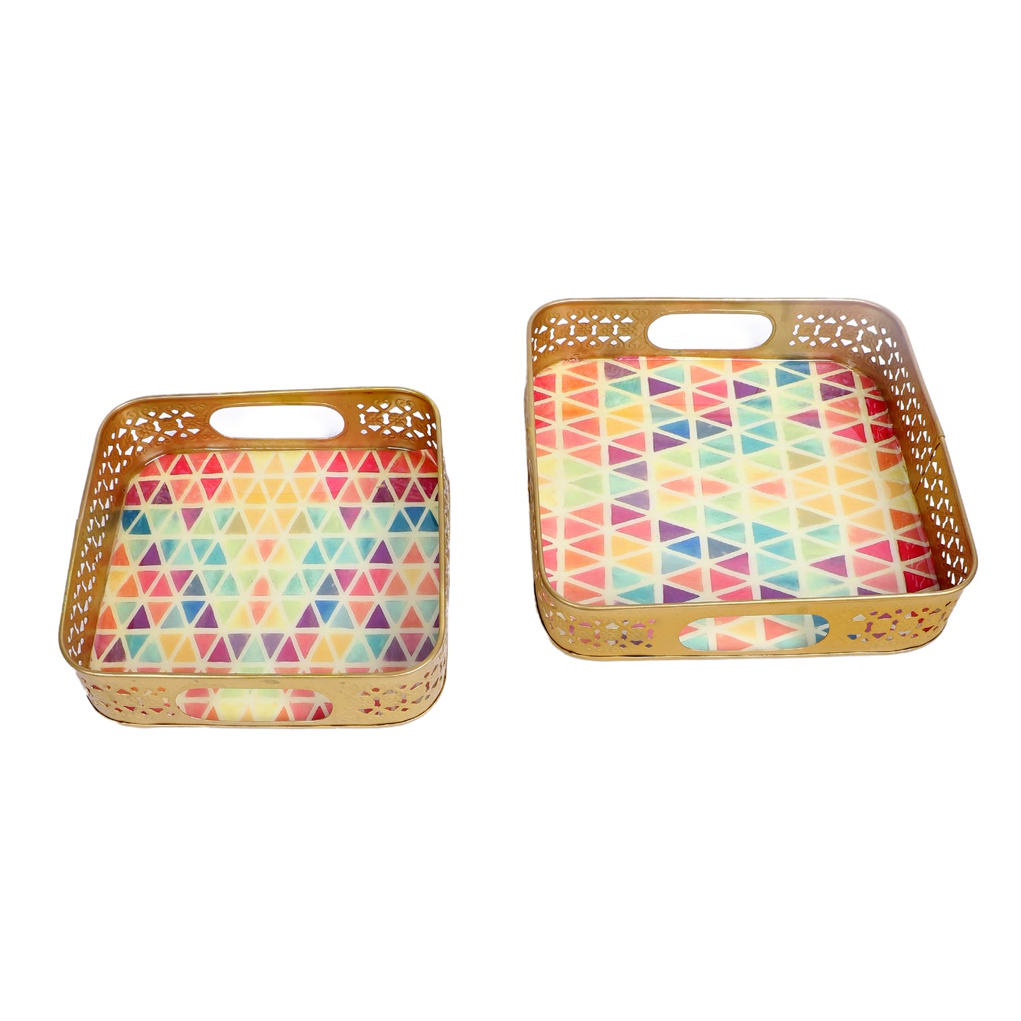 Multicolor Triangle Tray Set of 2