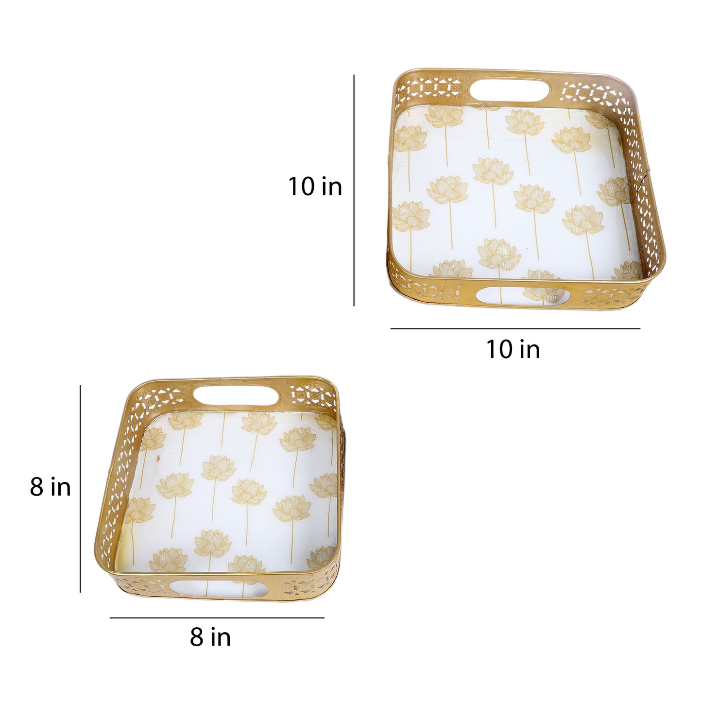 Gold Lotus Meena Tray Set of 2