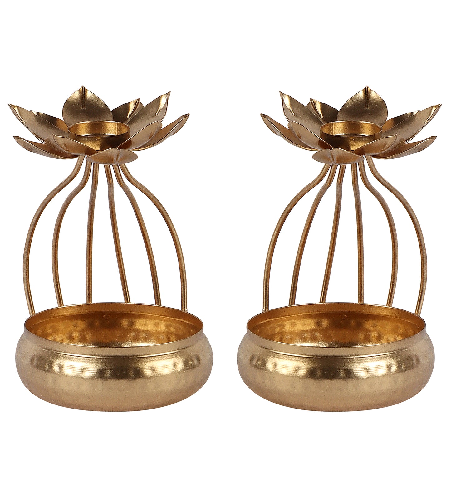 Gold Urli Bowl With Flower Set of 2