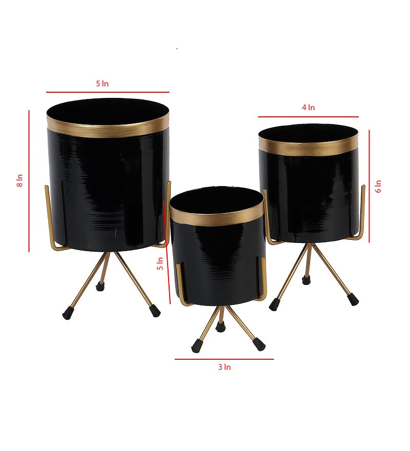 Black Pipe Planter With Stand Set of 3