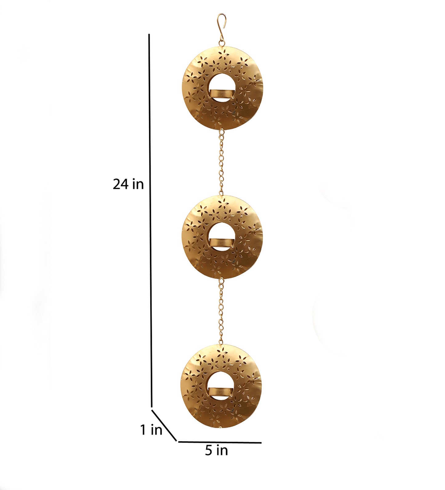 Hanging Round Etching Tealight Holder Set of 2