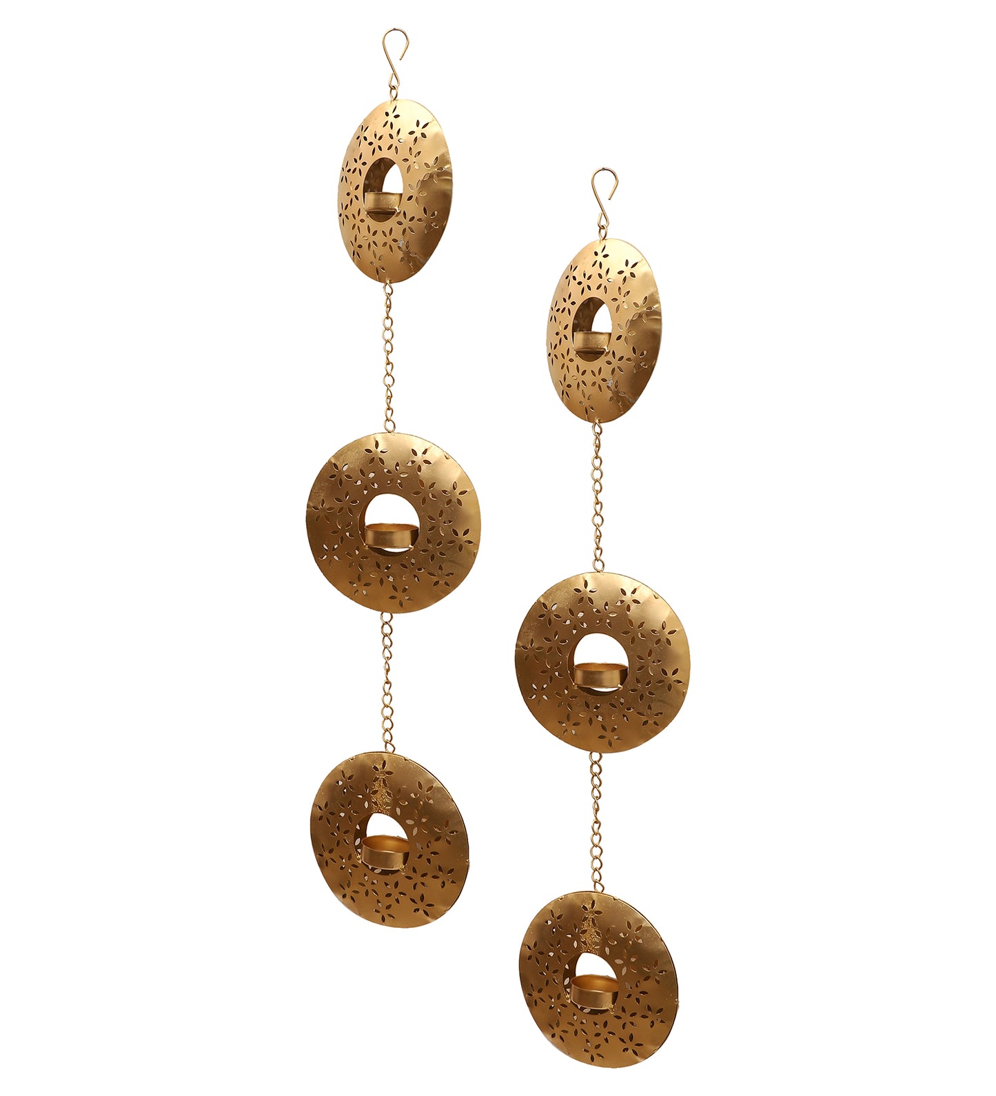 Hanging Round Etching Tealight Holder Set of 2