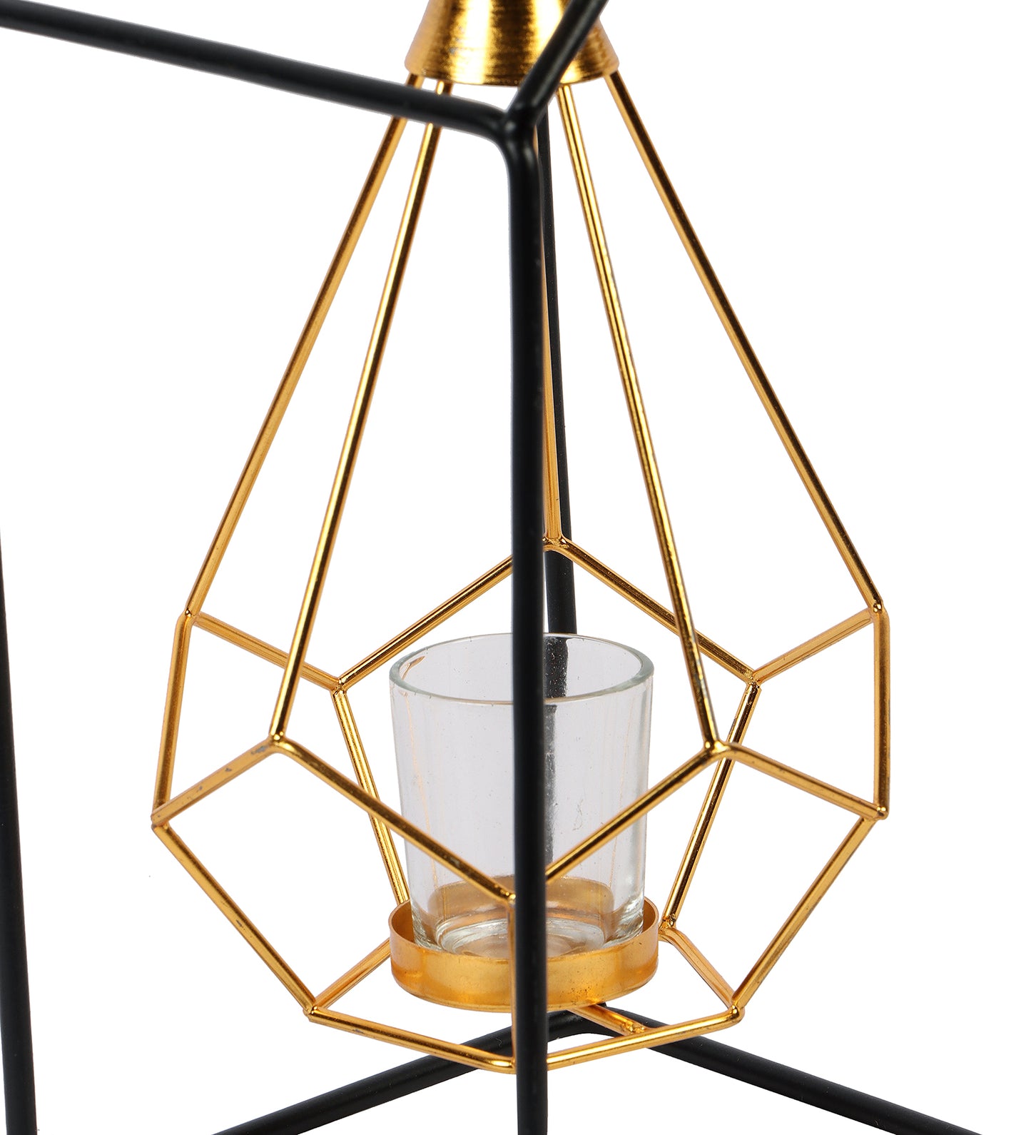 Hut Shape Diamond Pendulam Tealight Holder with Glass