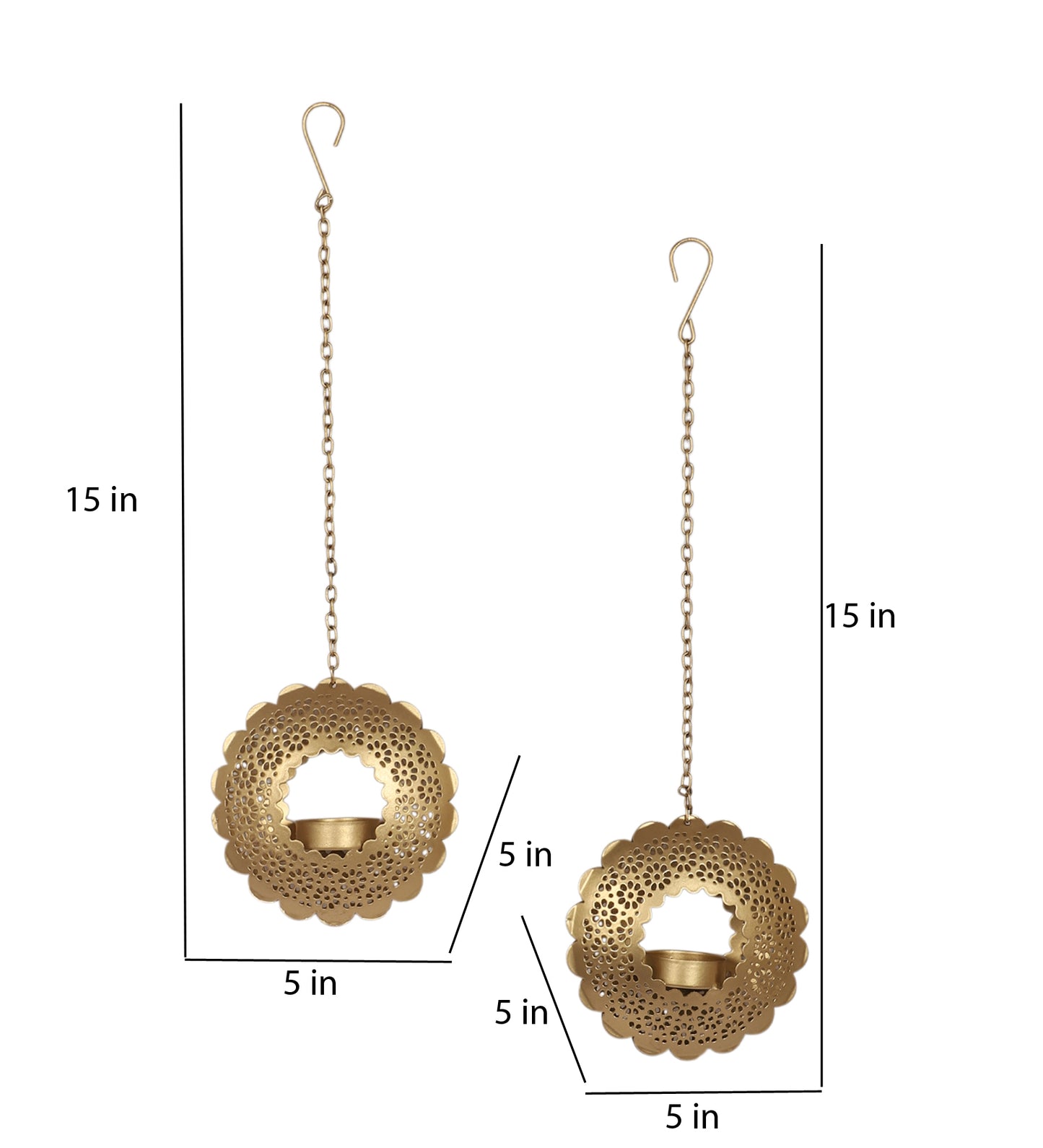 Hanging Round Etching Small Votive Set of 2