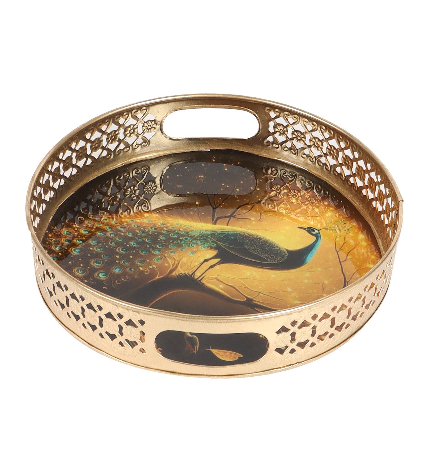 Black Peacock Serving Tray Set of 2