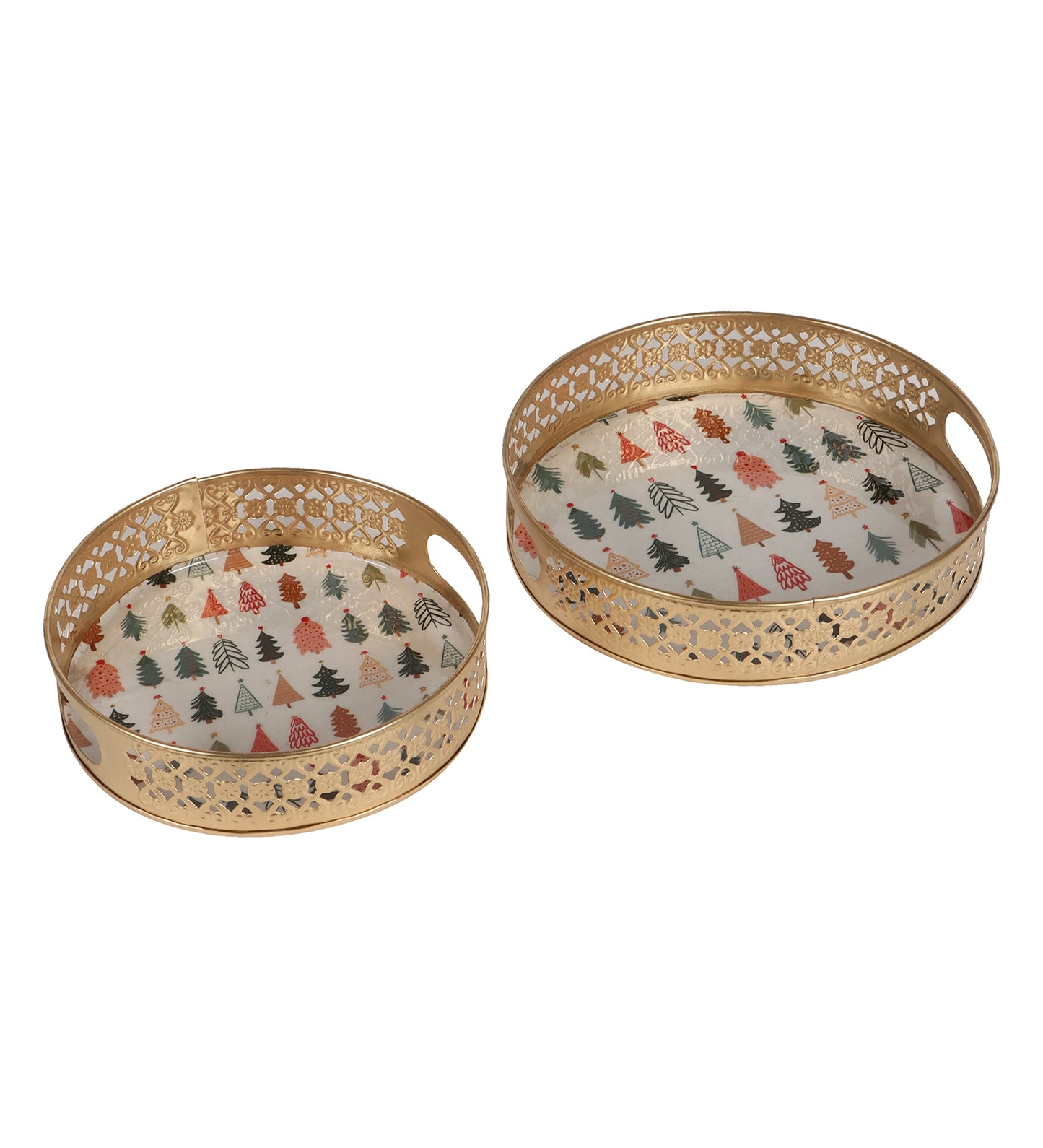 Christmas Tree Metal Basket Set of 2