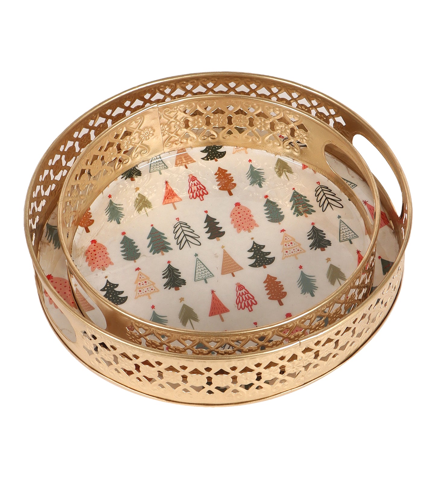 Christmas Tree Metal Basket Set of 2