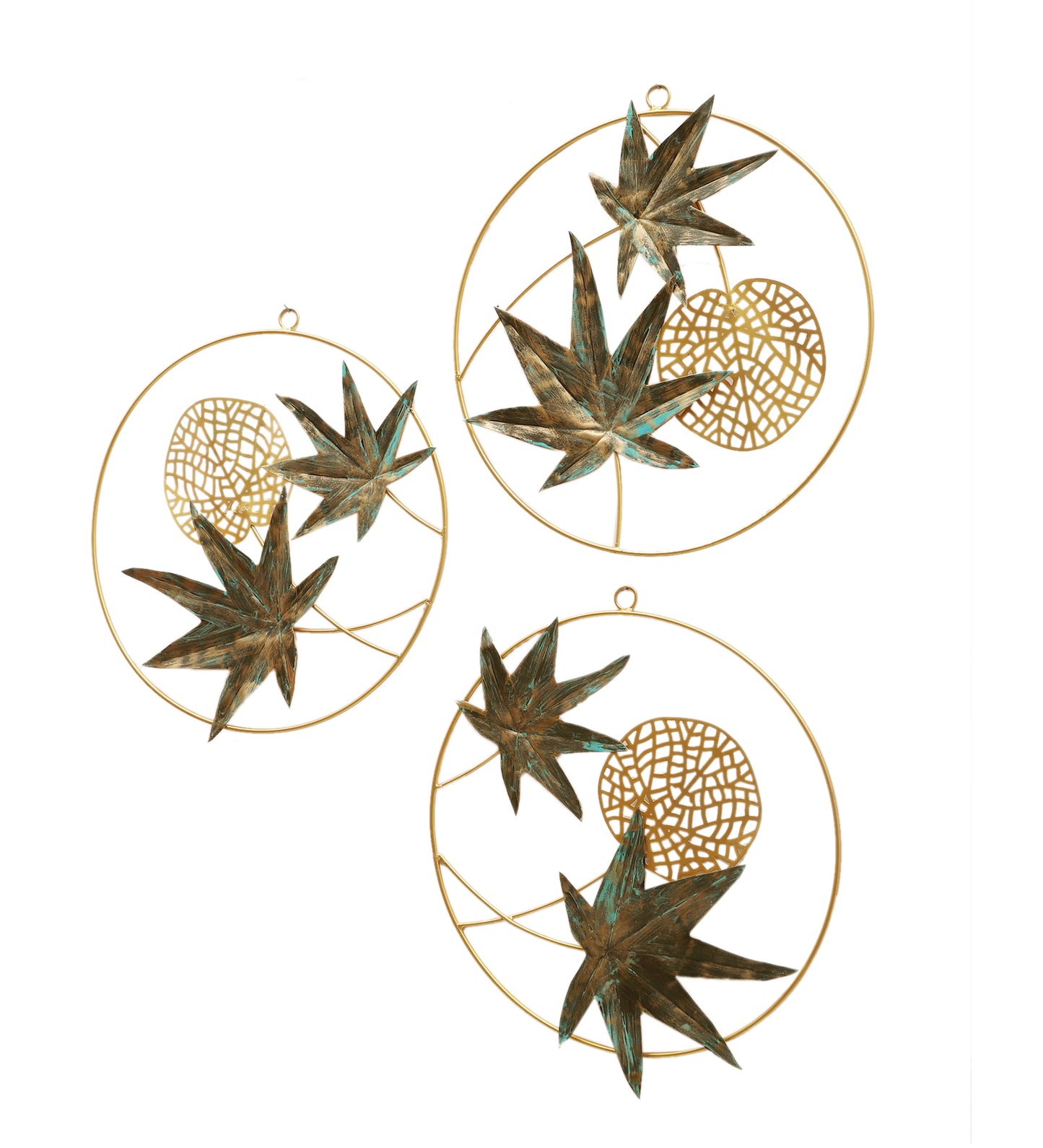 Green & Gold Maple Leaves Wall Decor Set of 3