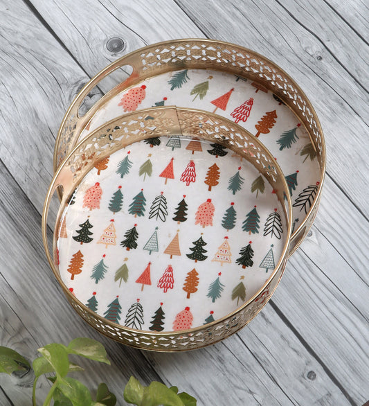 Christmas Tree Metal Basket Set of 2