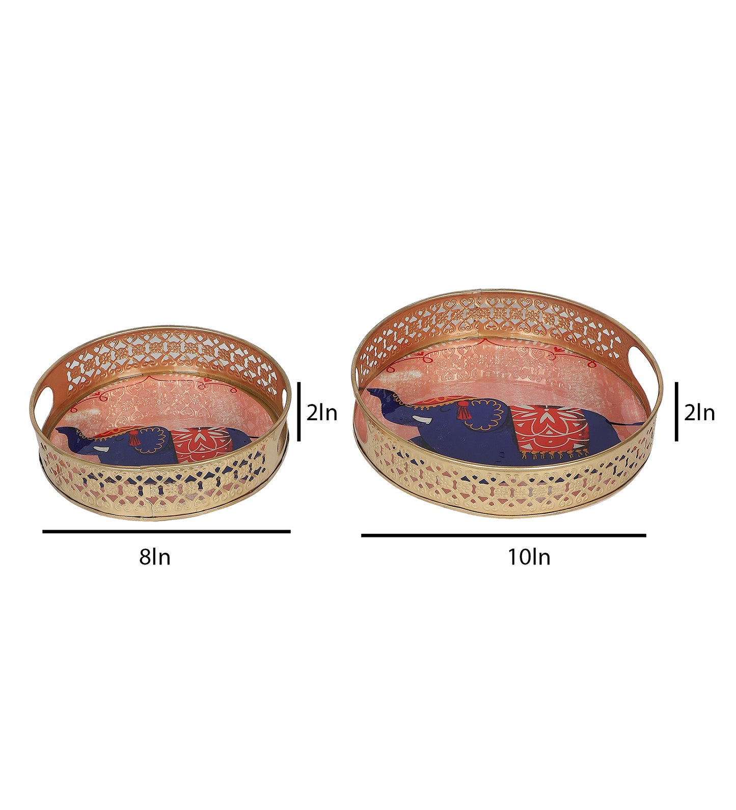 Pink Elephant Pichwai Tray Set of 2