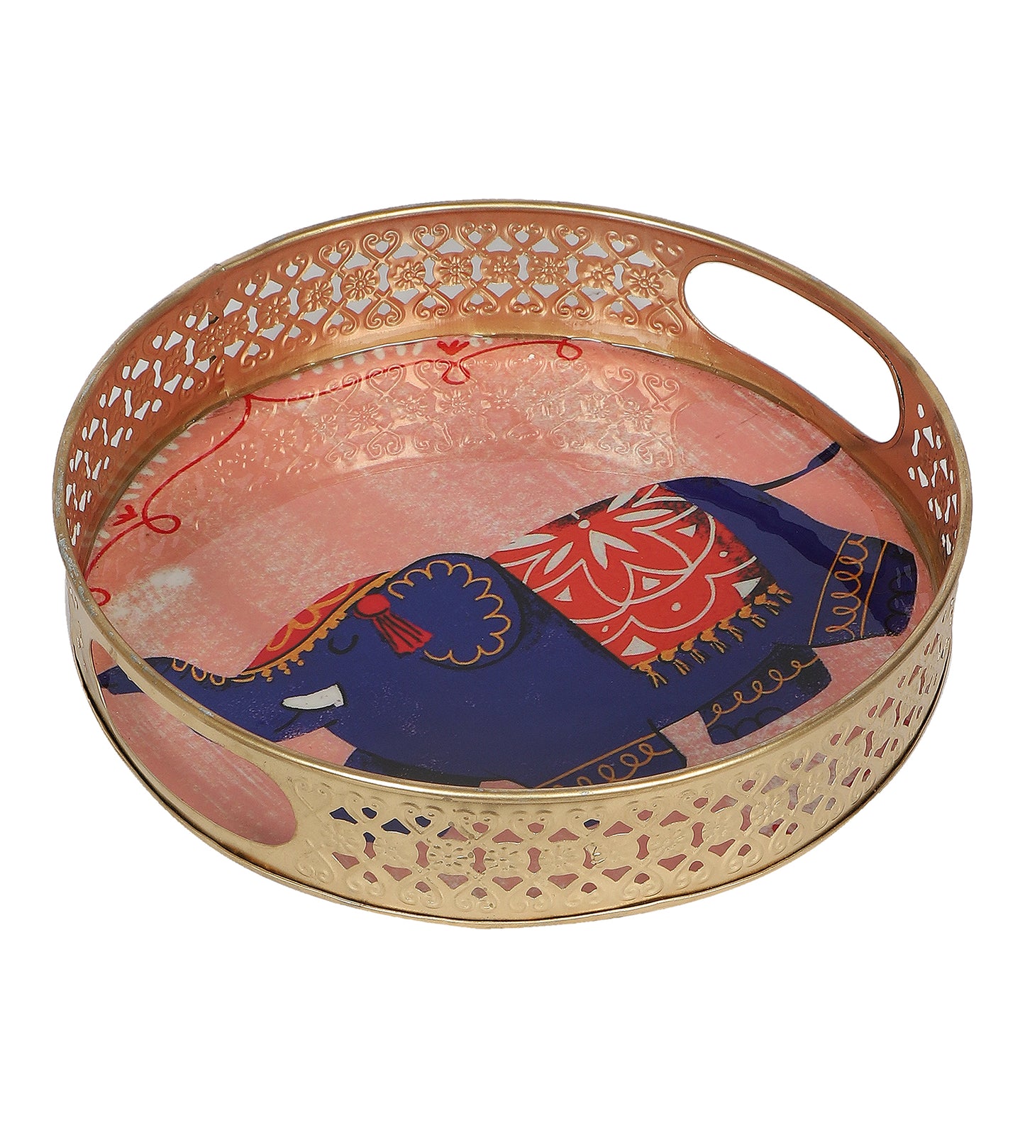 Pink Elephant Pichwai Tray Set of 2