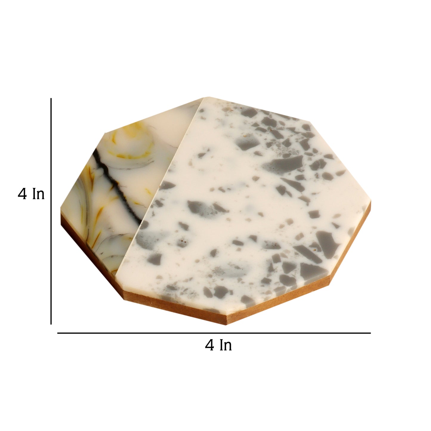 Green Hexagon Resin Coaster Set of 4
