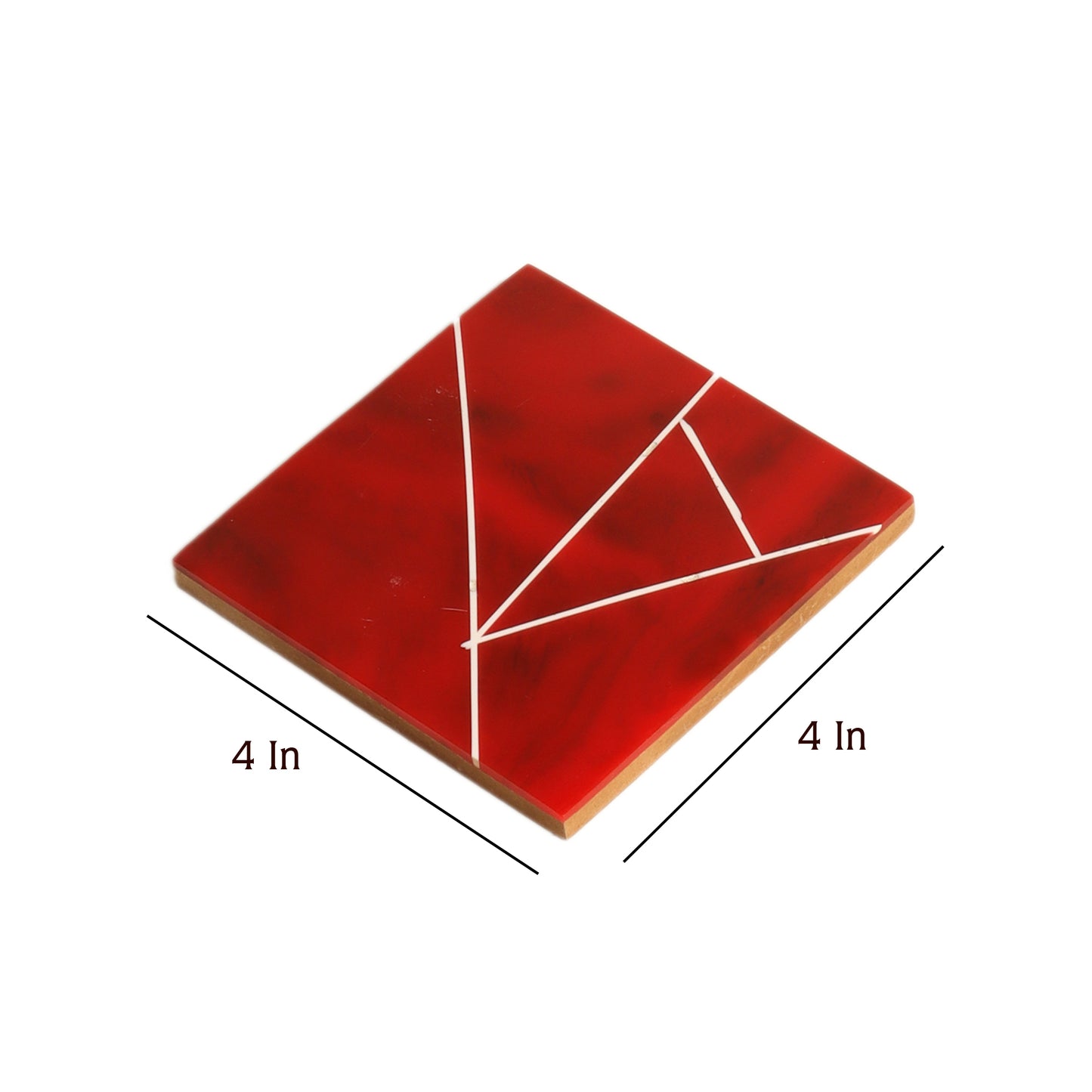 Red & White Resin Coaster Set of 4