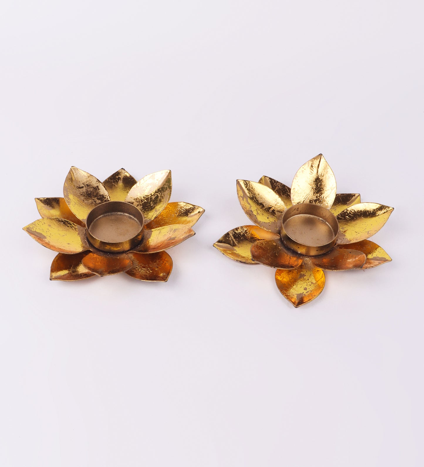 Small Foil Lotus Tealight Holder set of 2