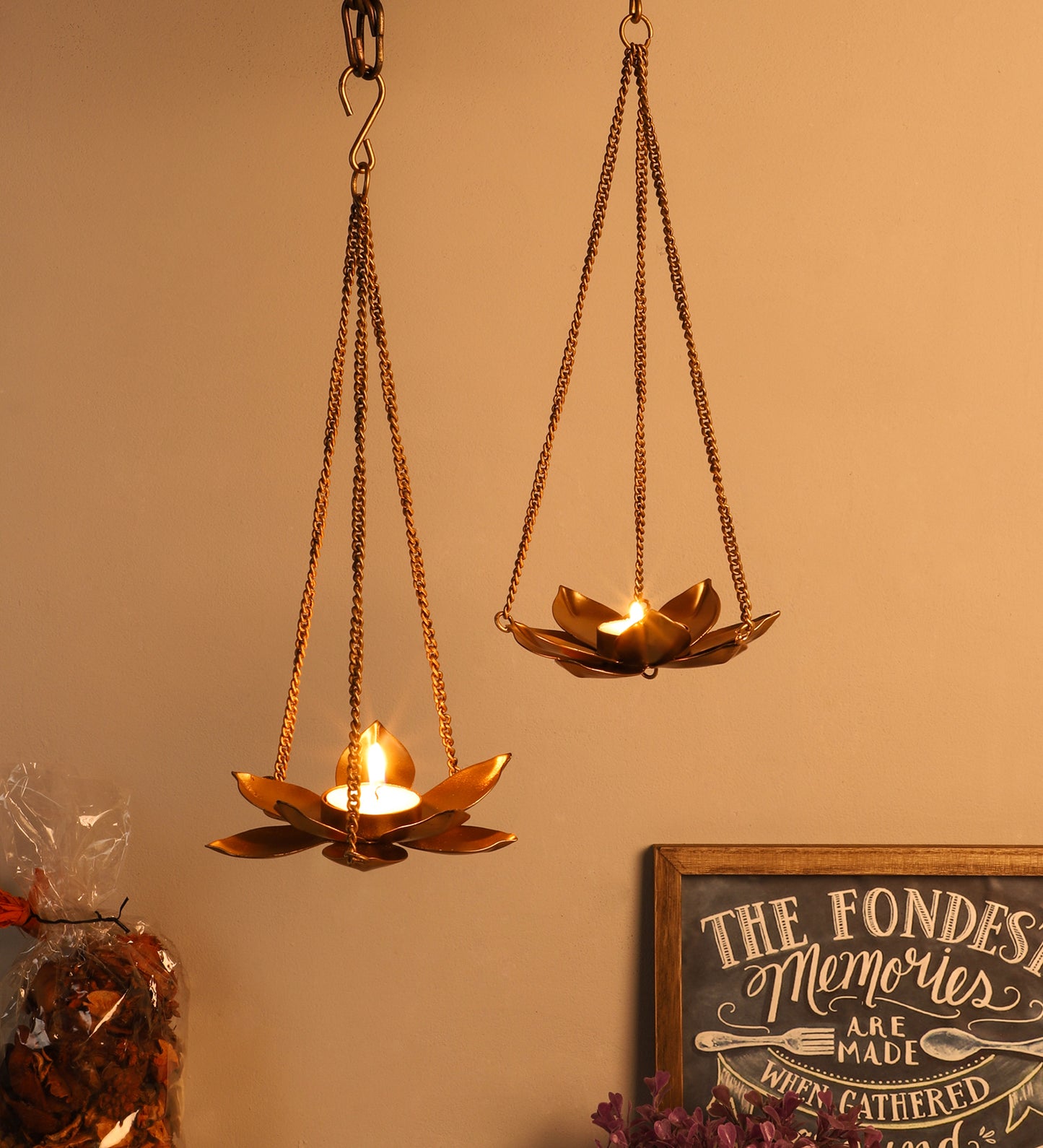 Triple Chain Tealight Holder Set of 2