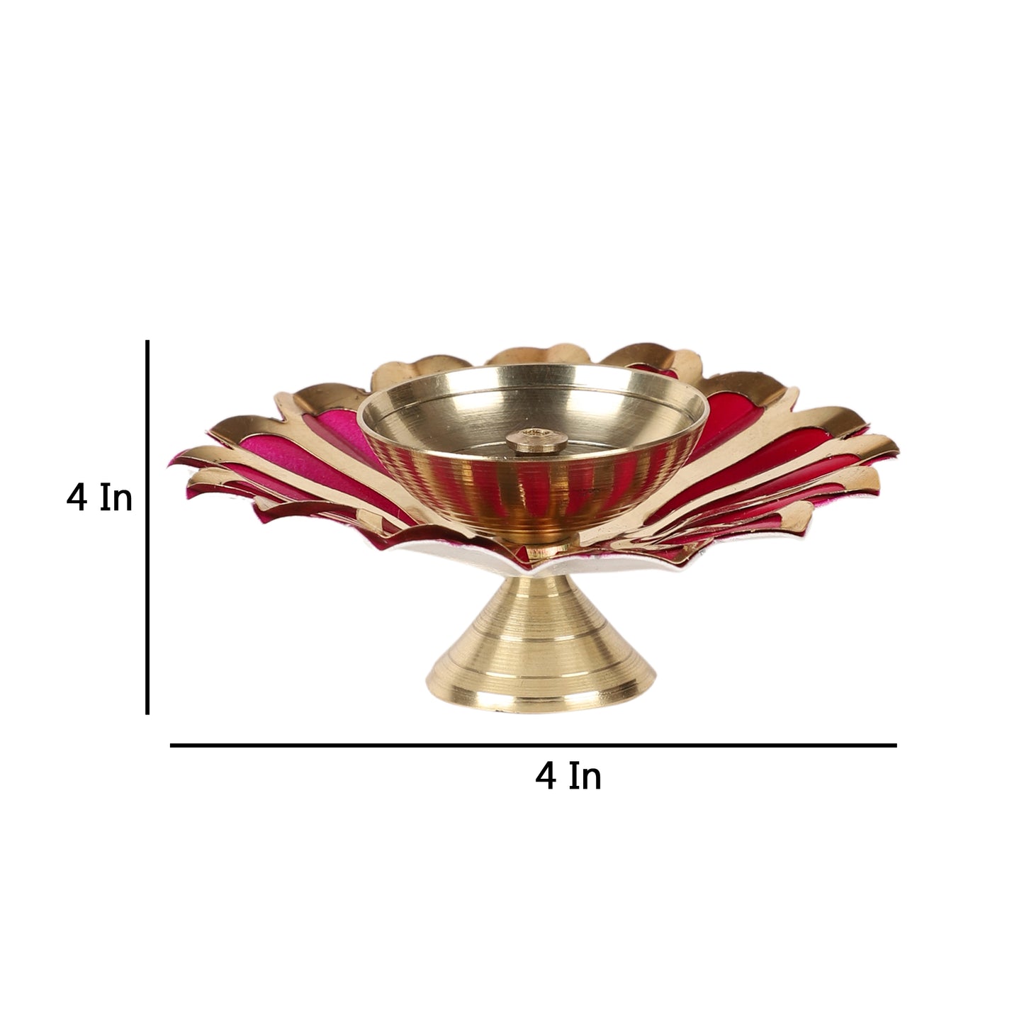 Colored Brass Akhand Dia Set of 4
