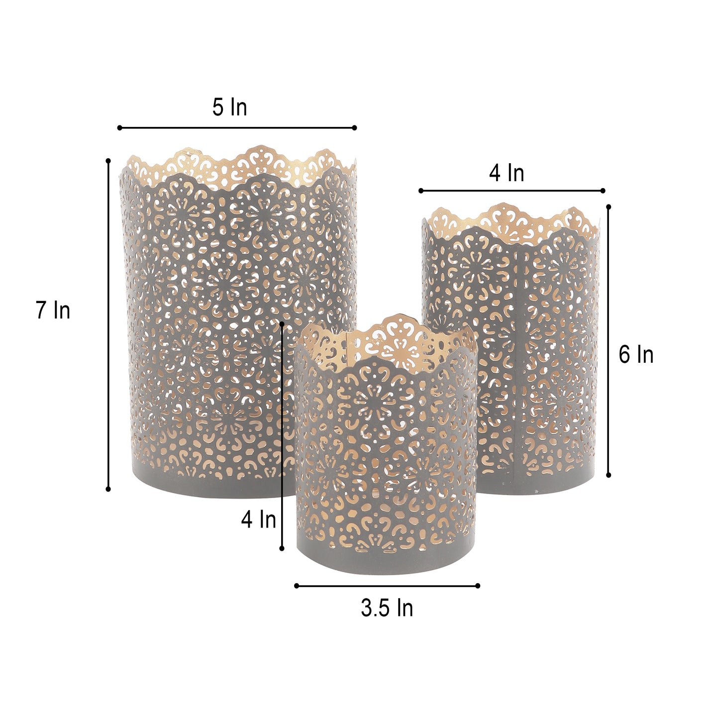 Black & Gold Metal Votive Set of 3