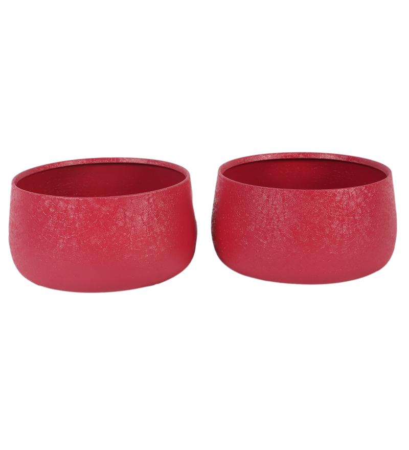 Maroon Bowl Textured Planter Set of 2