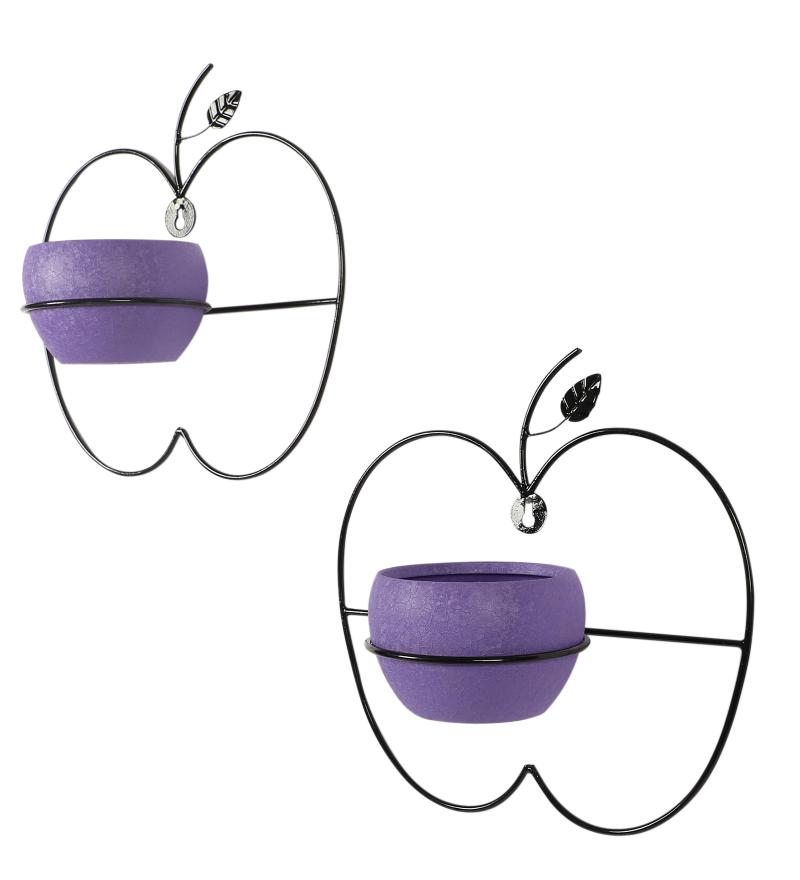 Wall Hanging Purple Apple Planter Set of 2