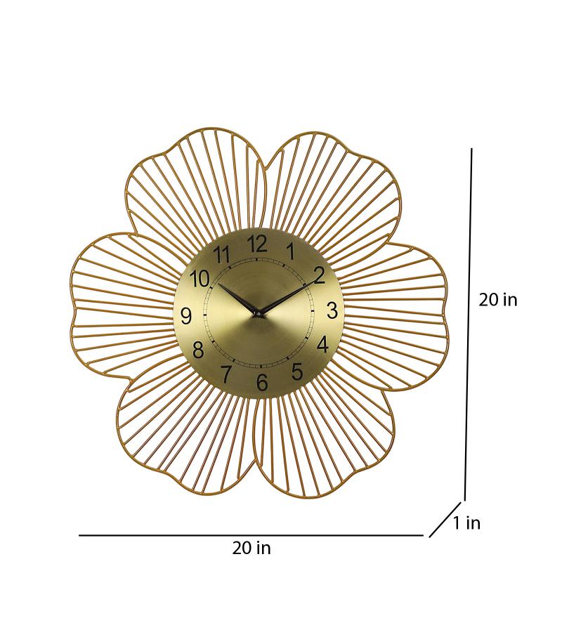 Gold Flower Shape Wall Clock