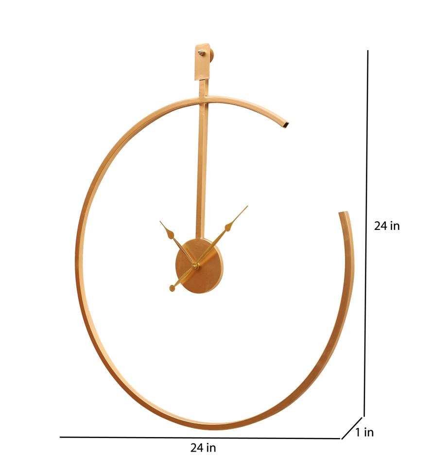 Gold Pipe Half Ring Clock