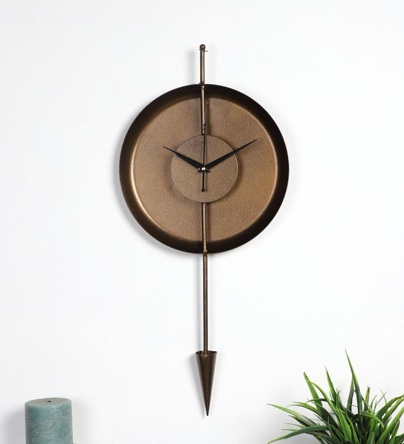 Brown Textured Cone Clock